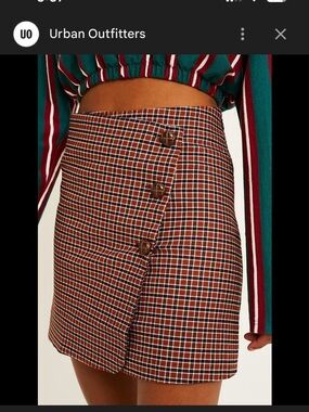 Urban Outfitters Plaid Button-Front Mini Skirt